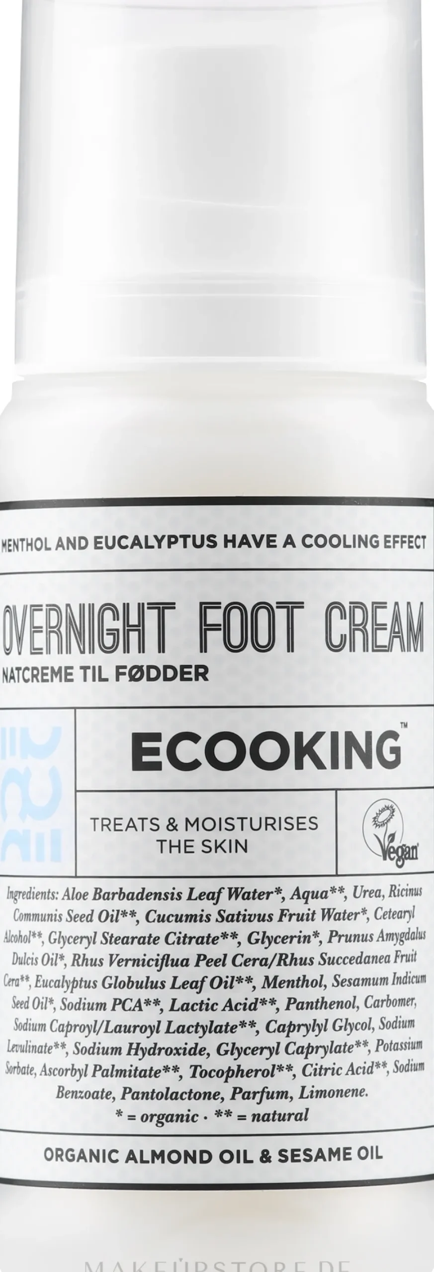 Weichmachende Fußcreme für die Nacht mit pflegenden Ölen, Menthol und Eukalyptus